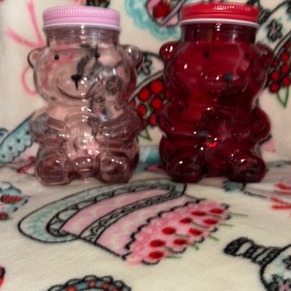 Set of Two Bear Shaped Jars - Pink and Red - Picture 1 of 4